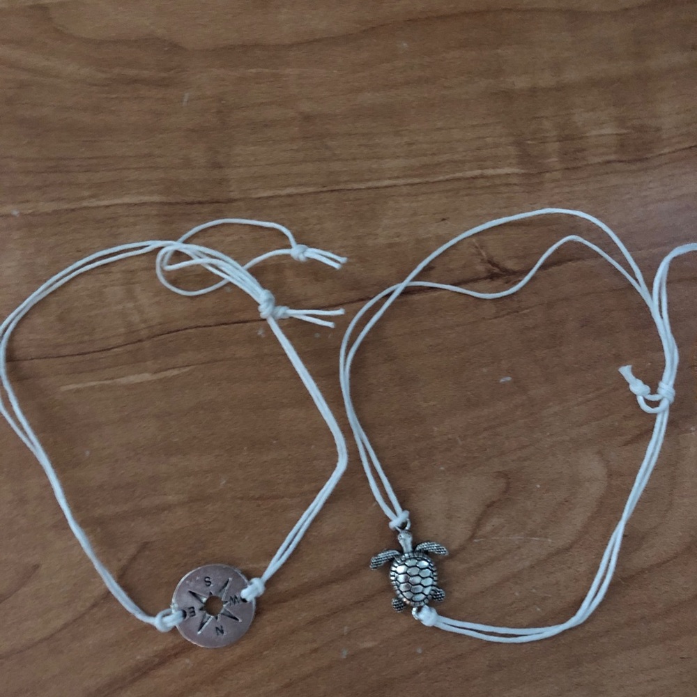 2pcs nautical bracelets anklets compass and turtle - Picture 2 of 2